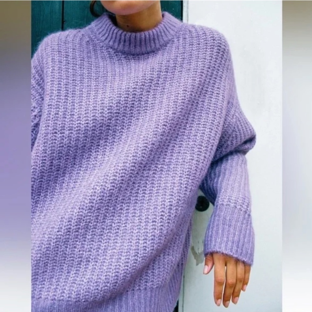 ZARA BLOGGERS FAV PURL KNIT SWEATER LILAC NWT - Picture 4 of 8